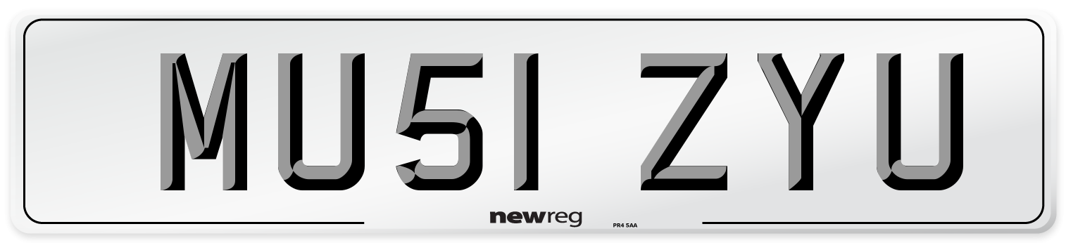 MU51 ZYU Number Plate from New Reg